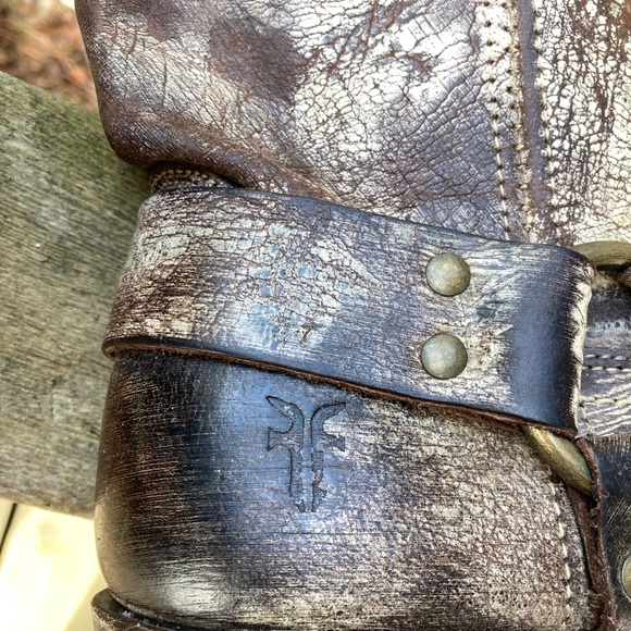 Rare FRYE 8” Harness Square Toe Vintage Leather Brown Size 9.5 - Picture 10 of 12